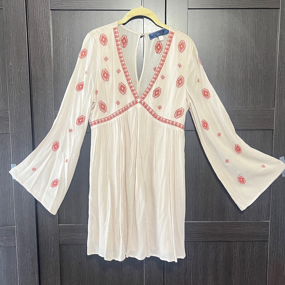 Blue Rain Cream Top with Rust color Embroidery Dress
